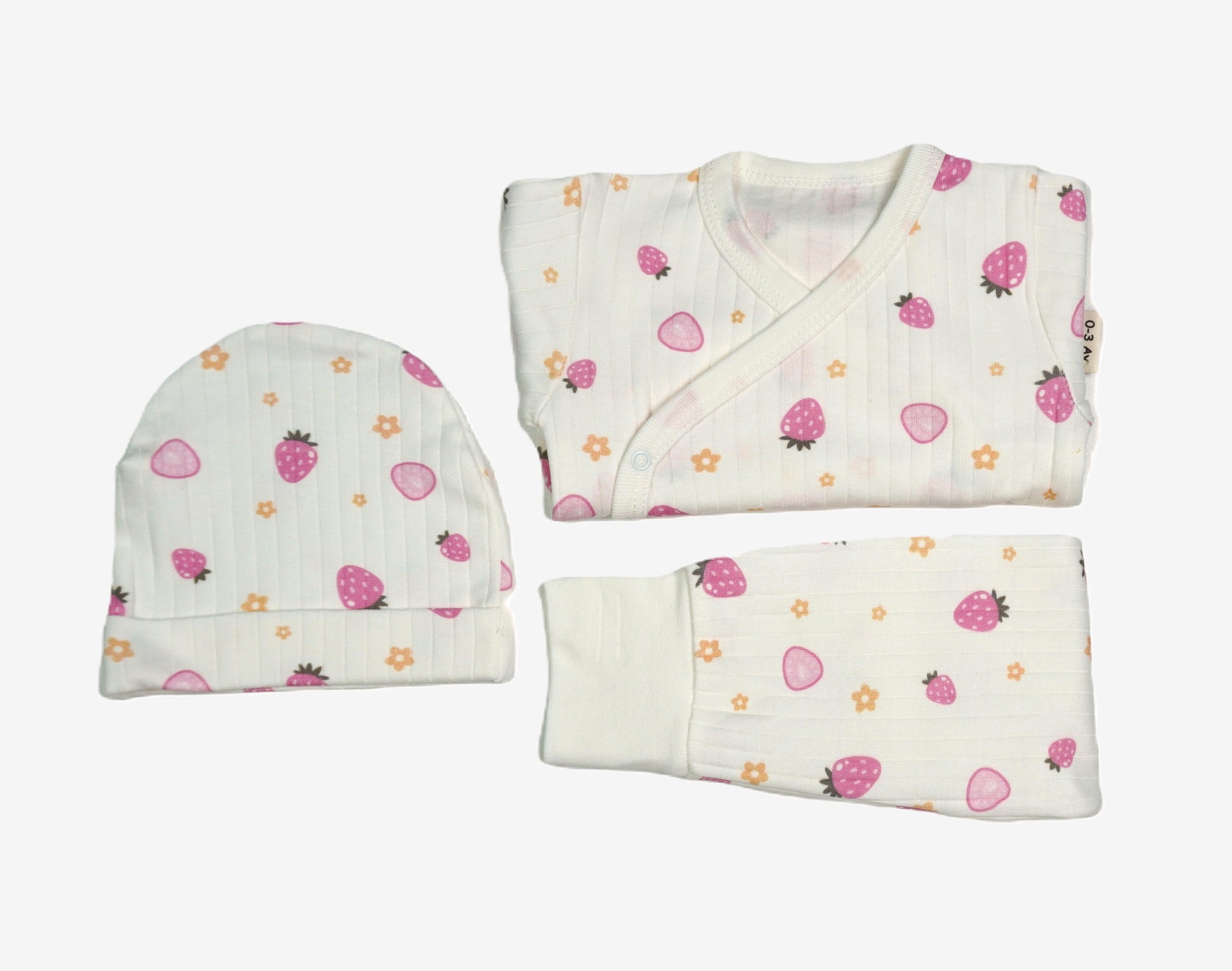 Baby-Set 3-teilig «Strawberry» – Creme/Pink