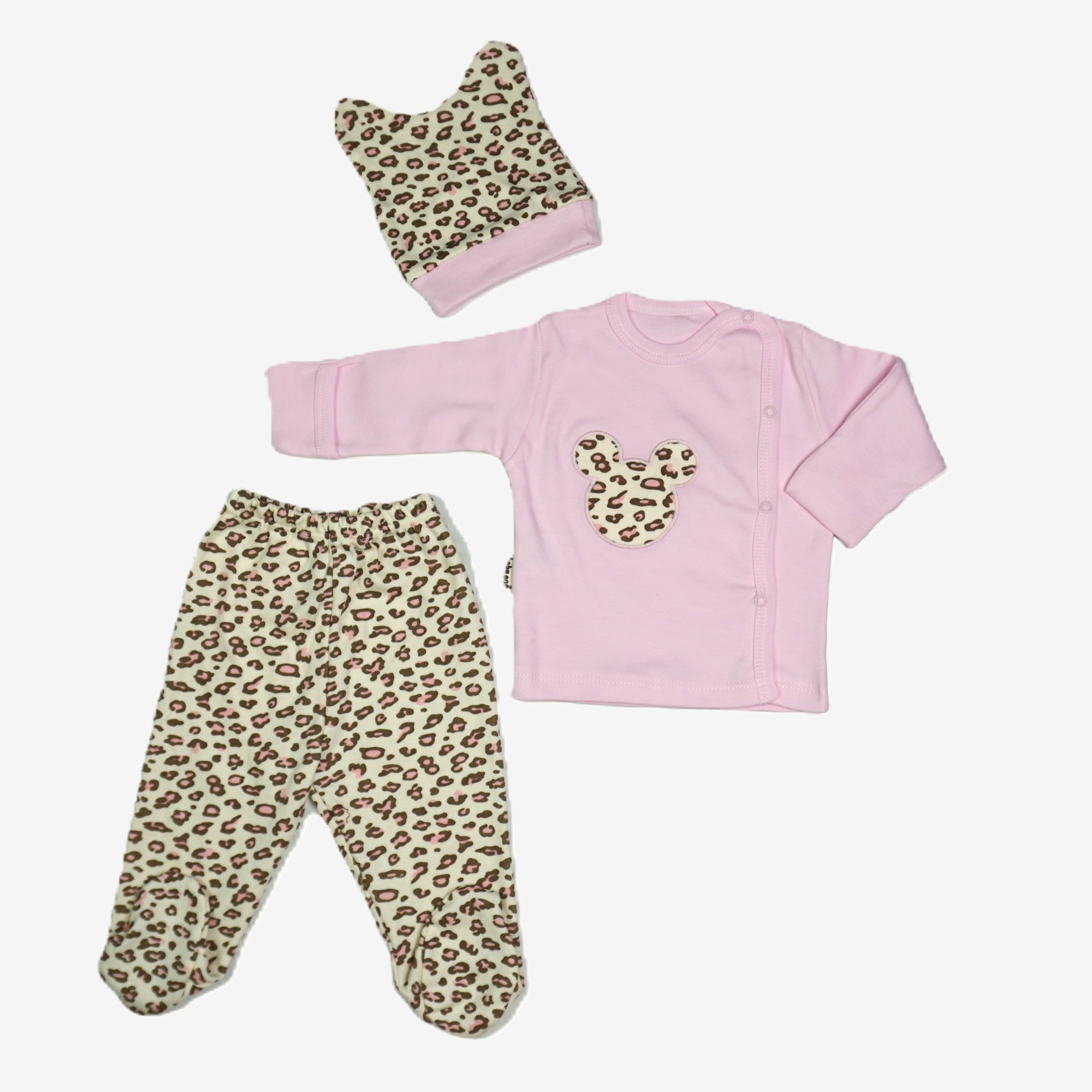 Baby-Set 3-teilig «Leopard» – Rosa/Mint