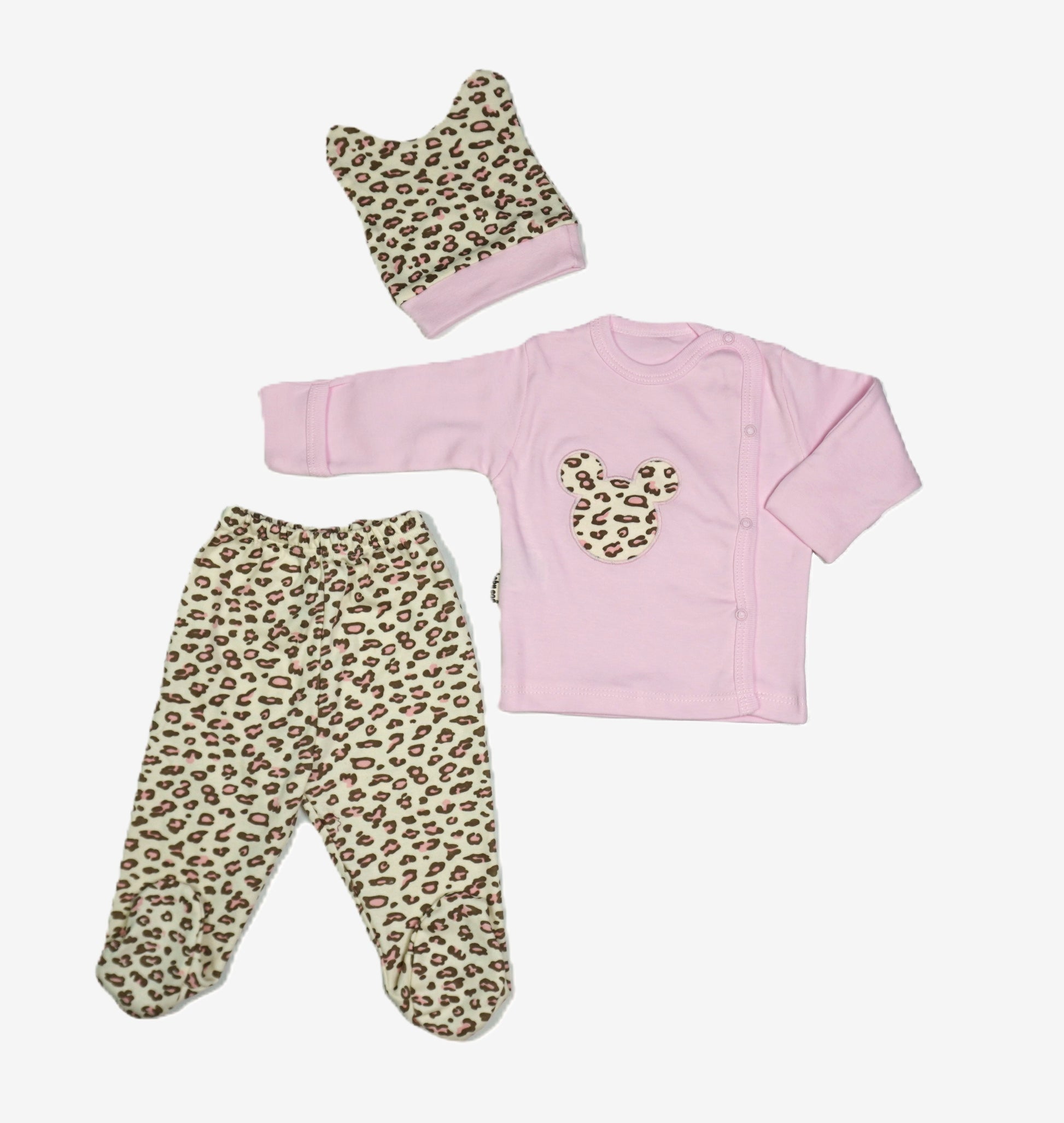 Baby-Set 3-teilig «Leopard» – Rosa/Mint