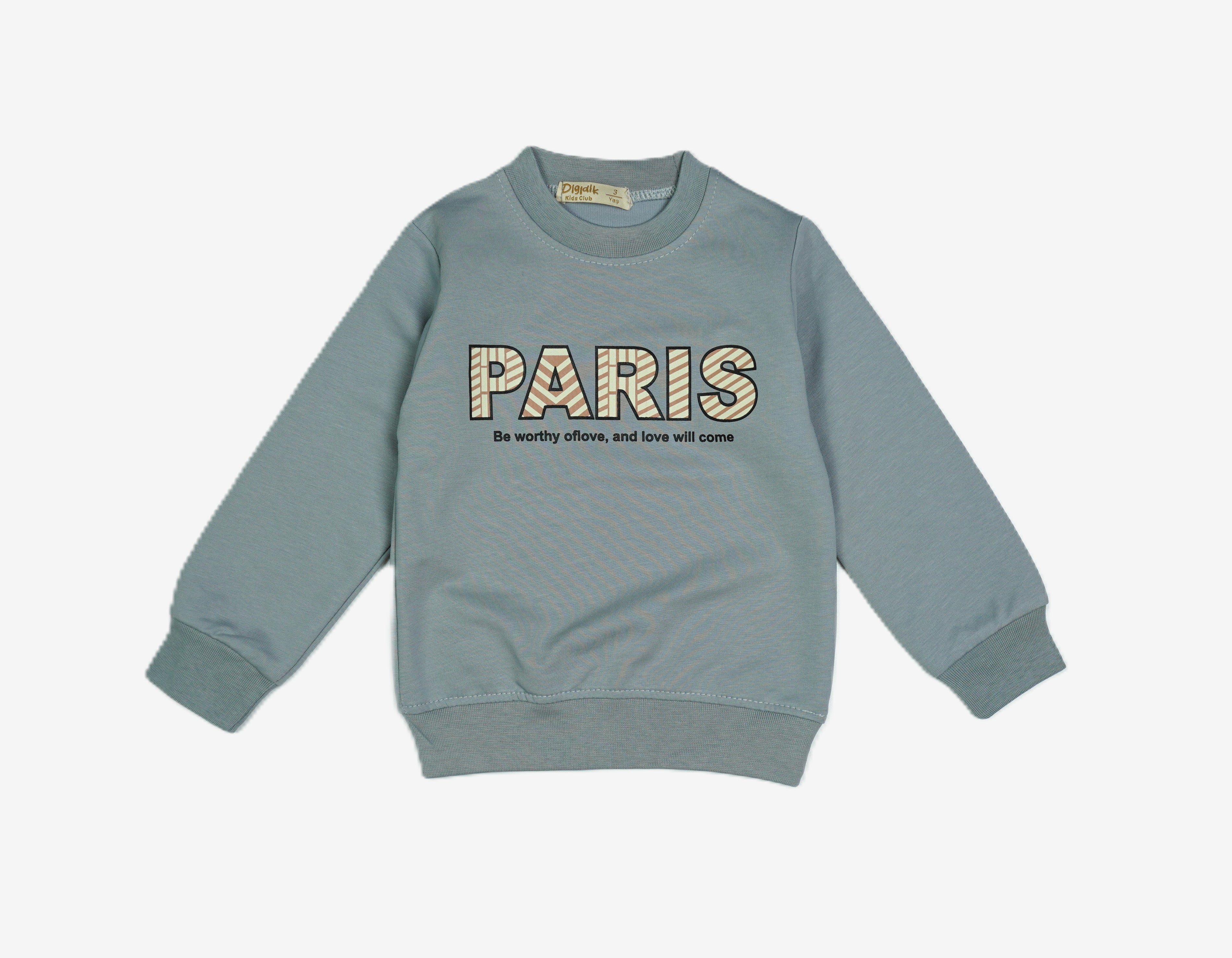 Kinder Sweatshirt Hellblau "PARIS" – Be worthy of love