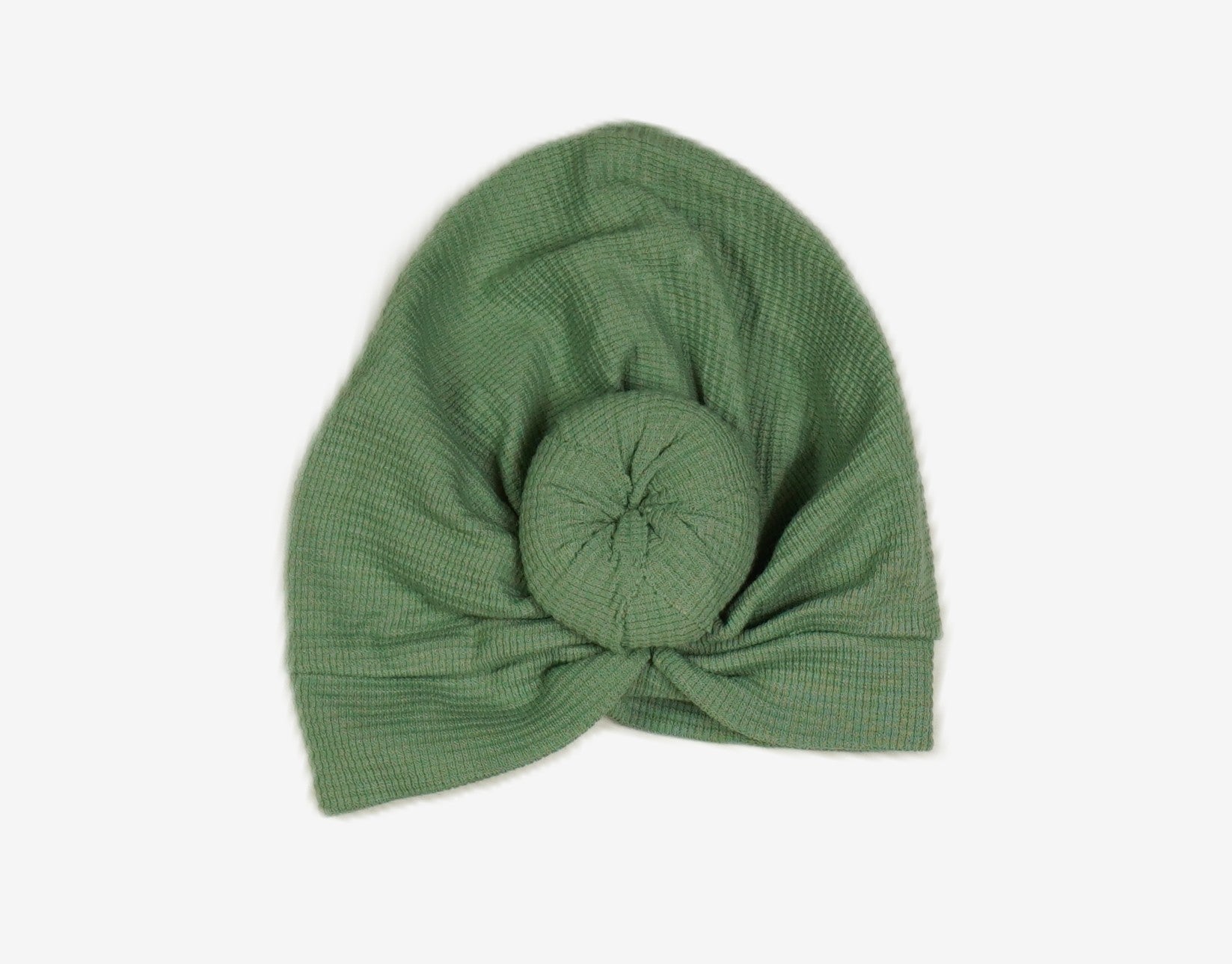 Baby 2-in-1 Set: Rippkleid Salbeigrün mit Teddybär & Turban-Mütze