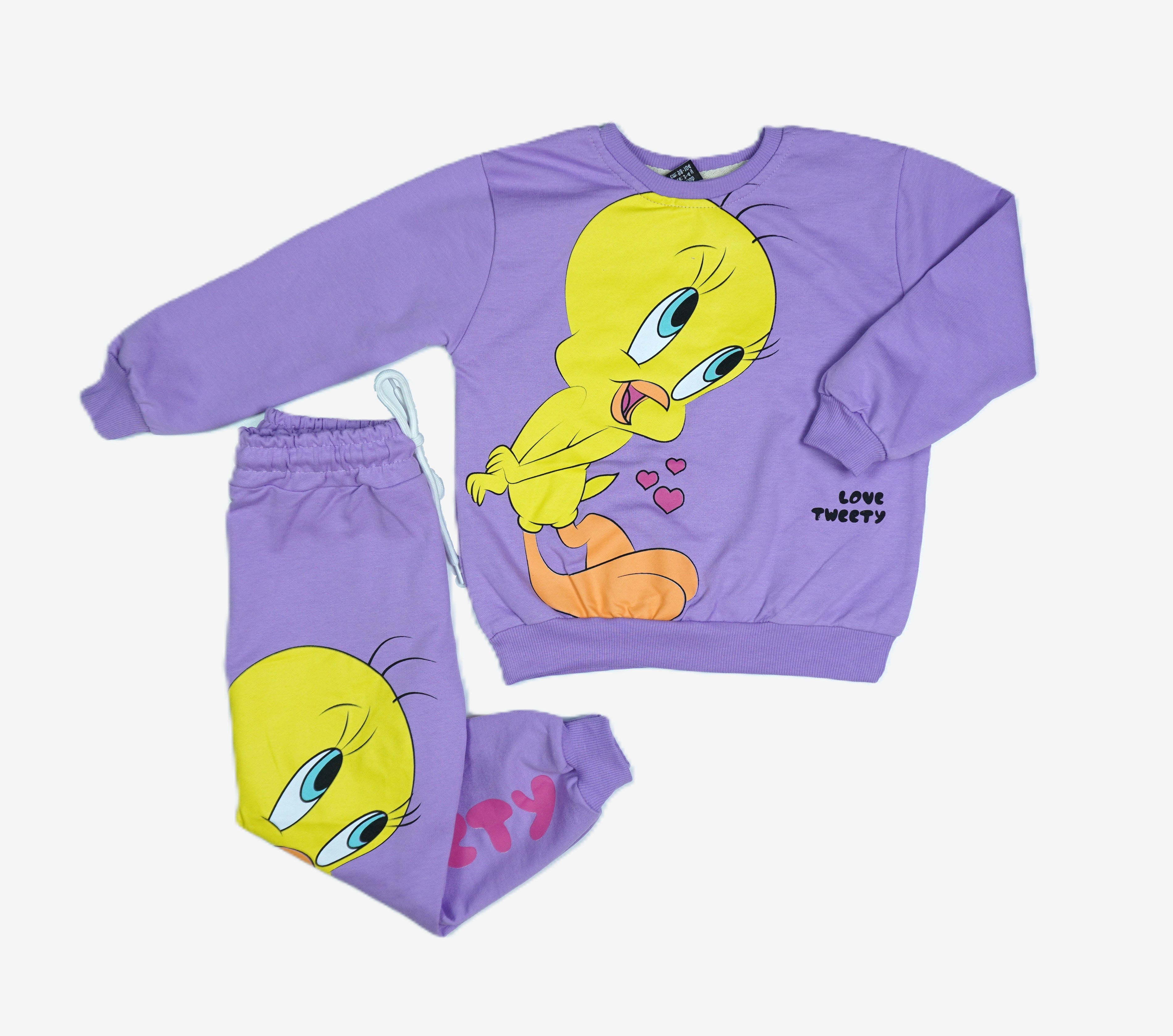 Mädchen 2-in-1 Set "Love Tweety" Lila – Sweatshirt & Jogginghose