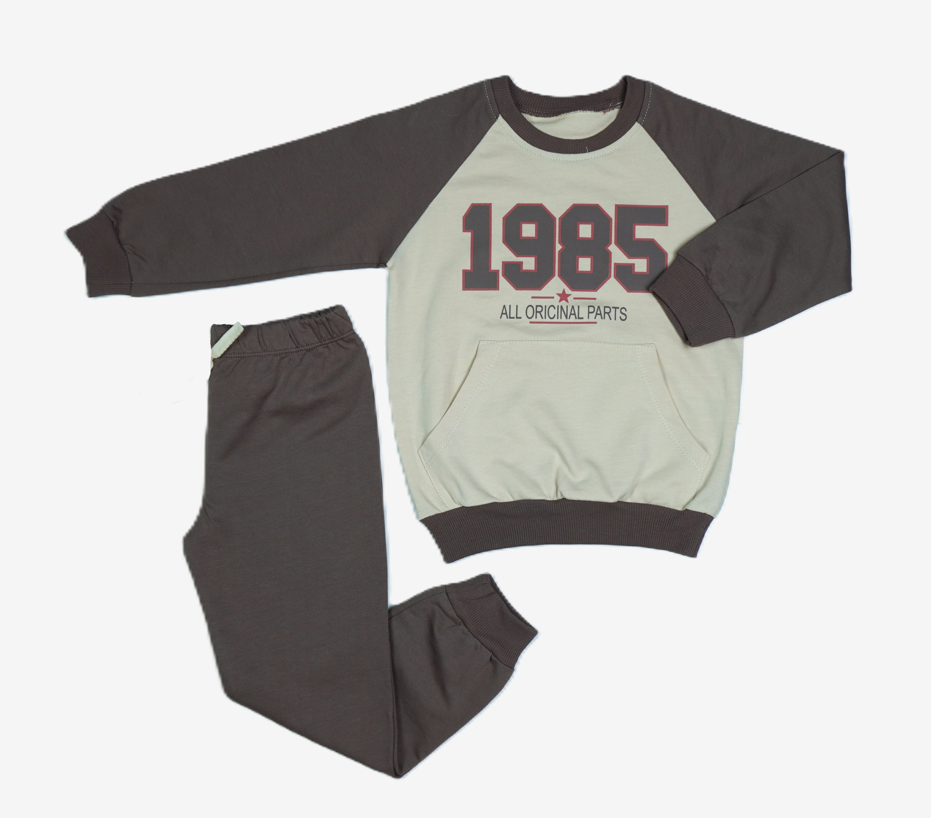 Jungen 2-in-1 Set: Raglan-Sweater "1985" & Jogginghose Dunkelgrau
