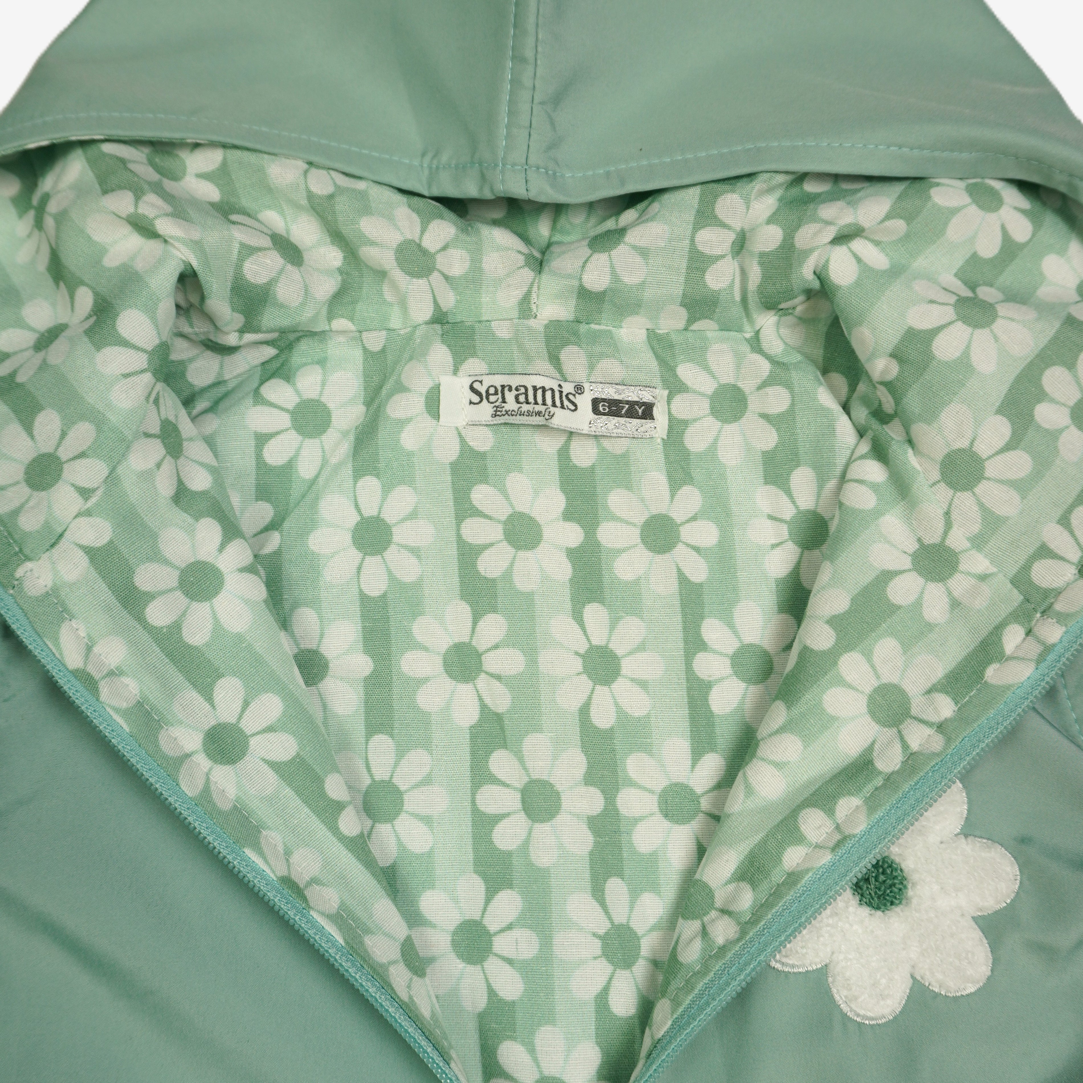Mädchen Softshelljacke Mint mit Blumen-Applikation