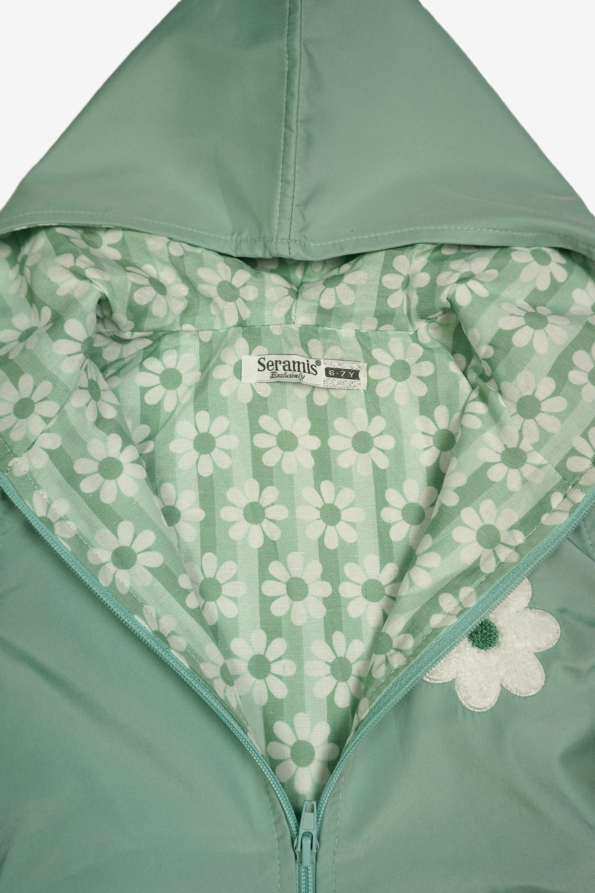 Mädchen Softshelljacke Mint mit Blumen-Applikation