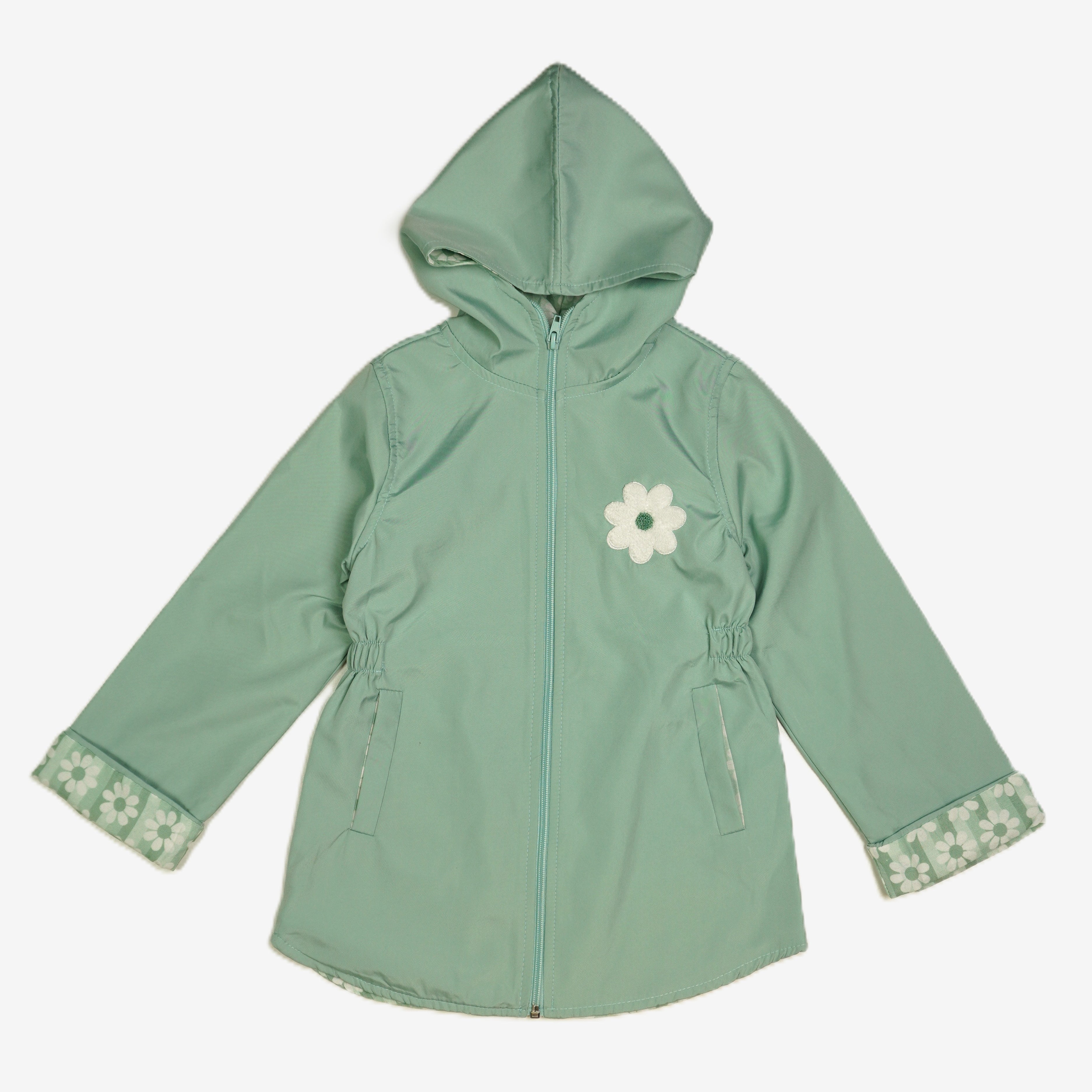 Mädchen Softshelljacke Mint mit Blumen-Applikation