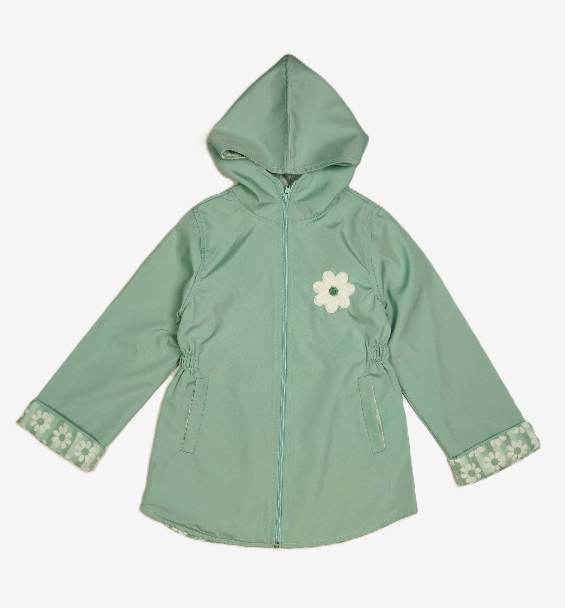 Mädchen Softshelljacke Mint mit Blumen-Applikation