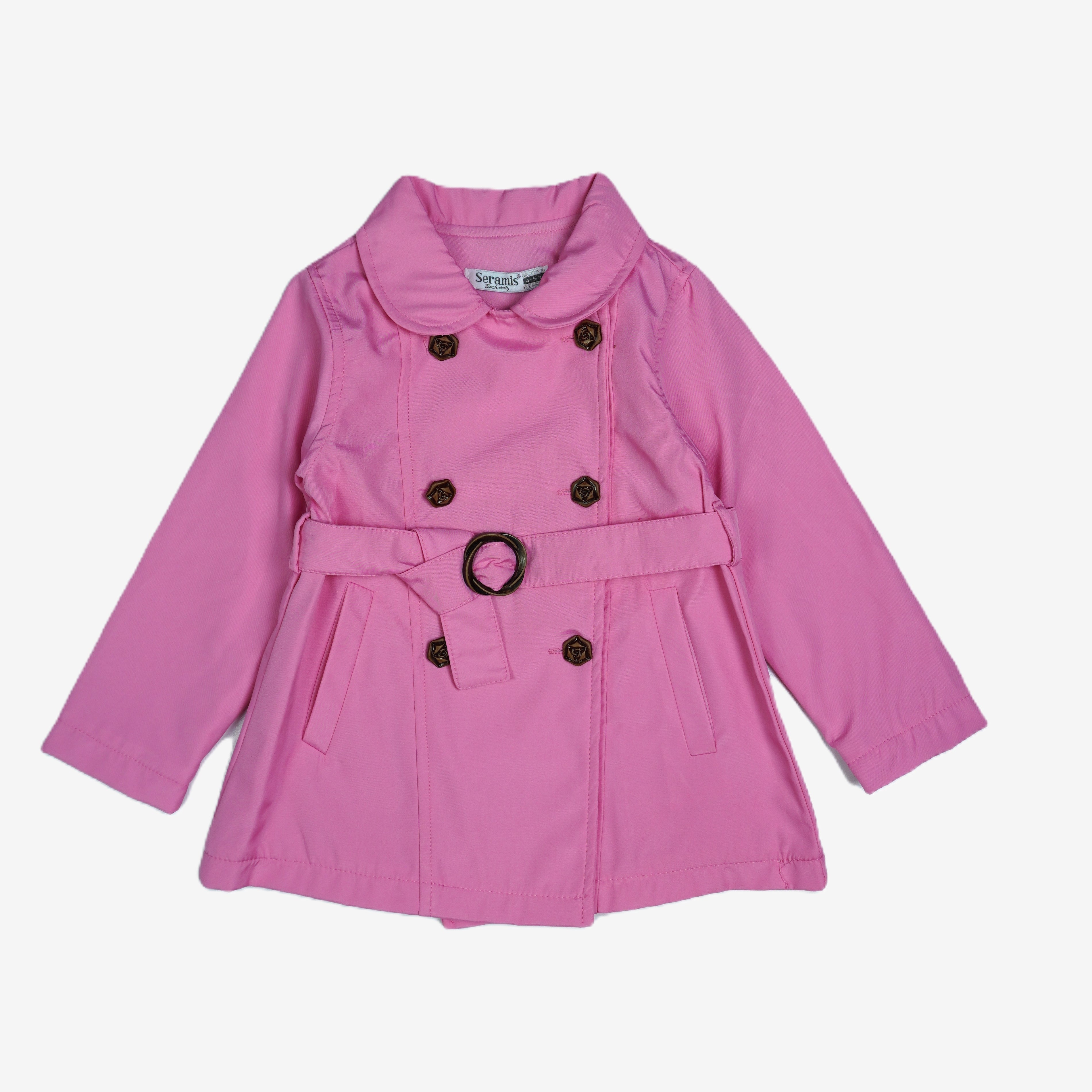 Mädchen Trenchcoat Rosa mit Rosenknöpfen