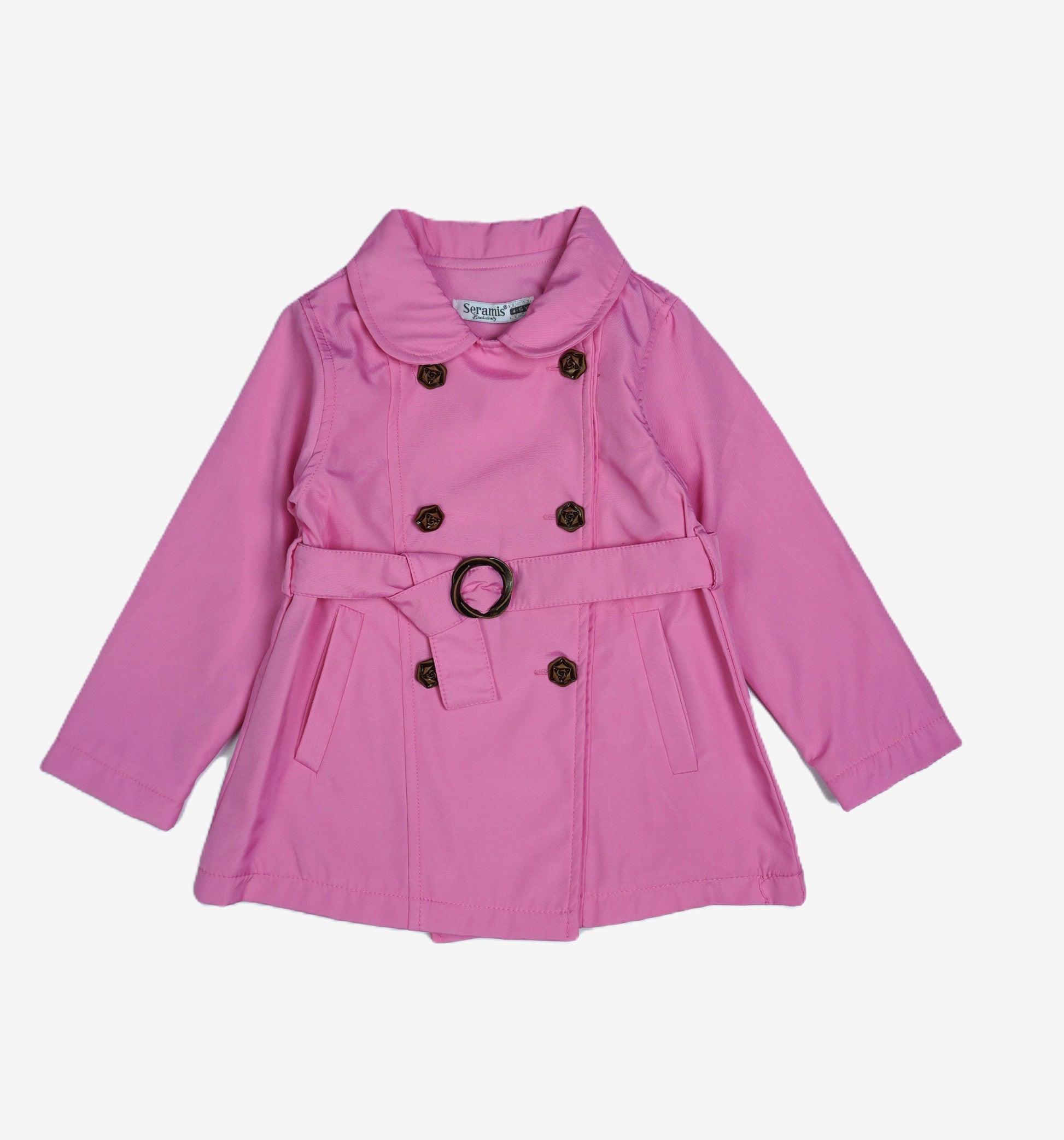 Mädchen Trenchcoat Rosa mit Rosenknöpfen