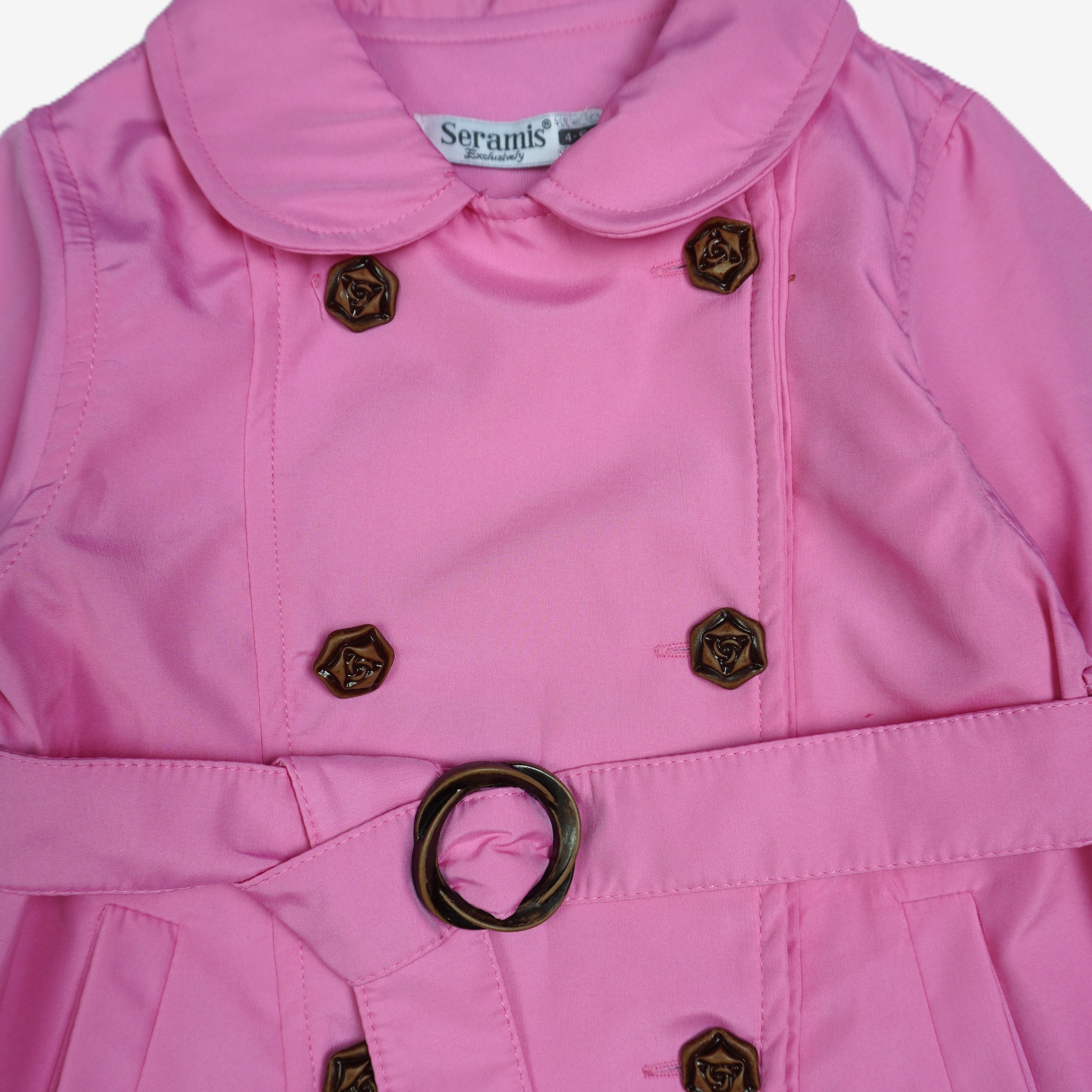 Mädchen Trenchcoat Rosa mit Rosenknöpfen