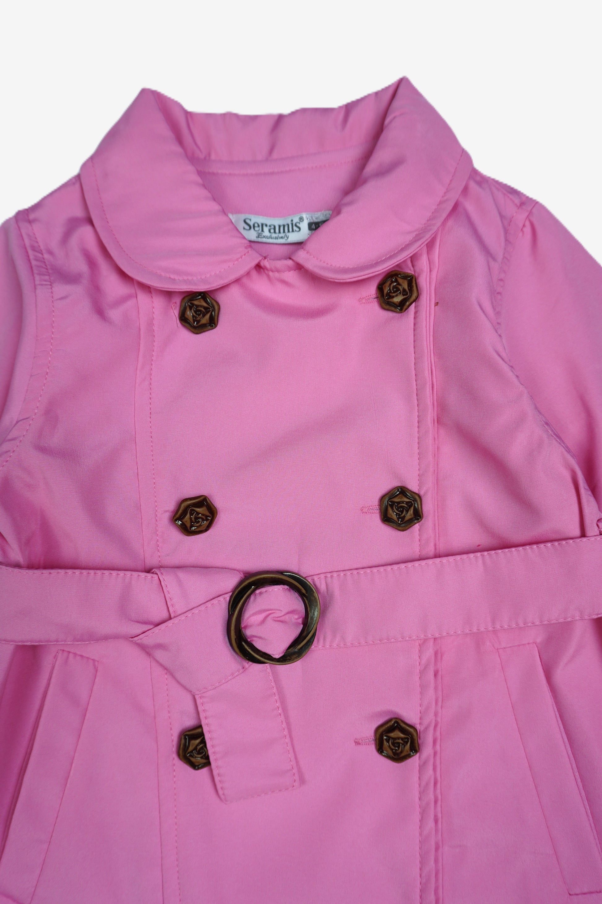 Mädchen Trenchcoat Rosa mit Rosenknöpfen