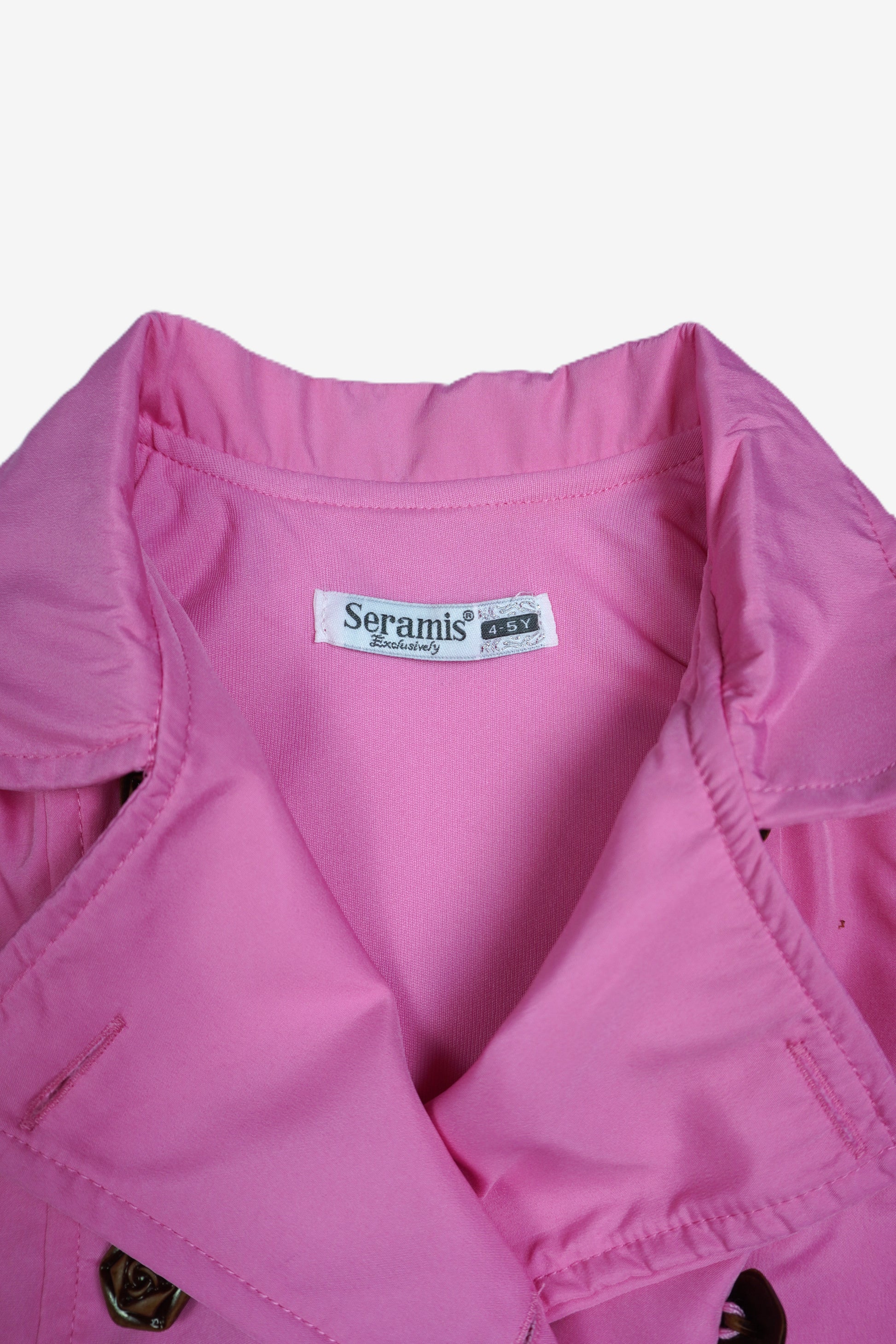 Mädchen Trenchcoat Rosa mit Rosenknöpfen