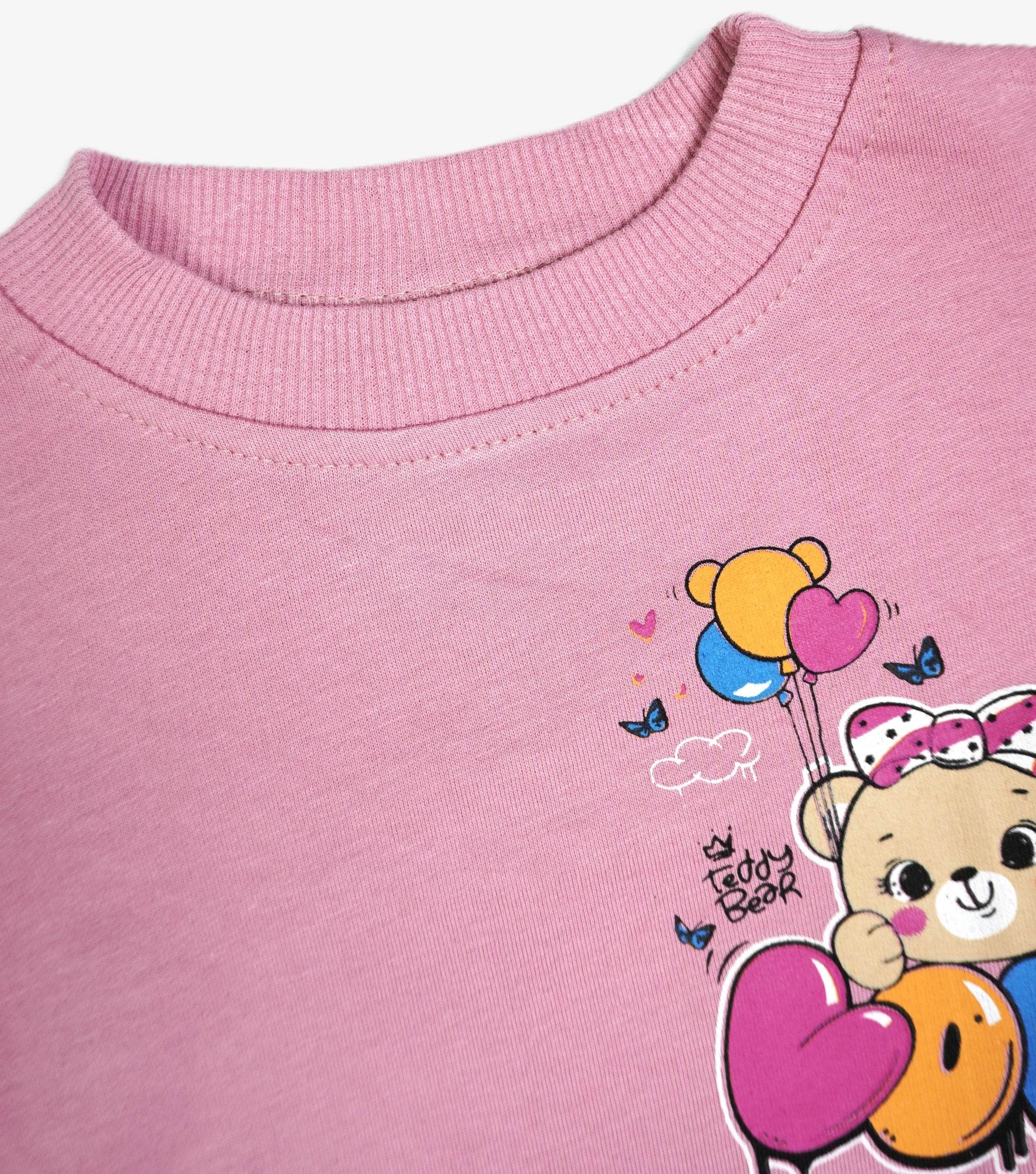 🐻 Baby Mädchen Jogginganzug – "Teddy Bear Love You" Rosa (Sweatshirt & Hose)