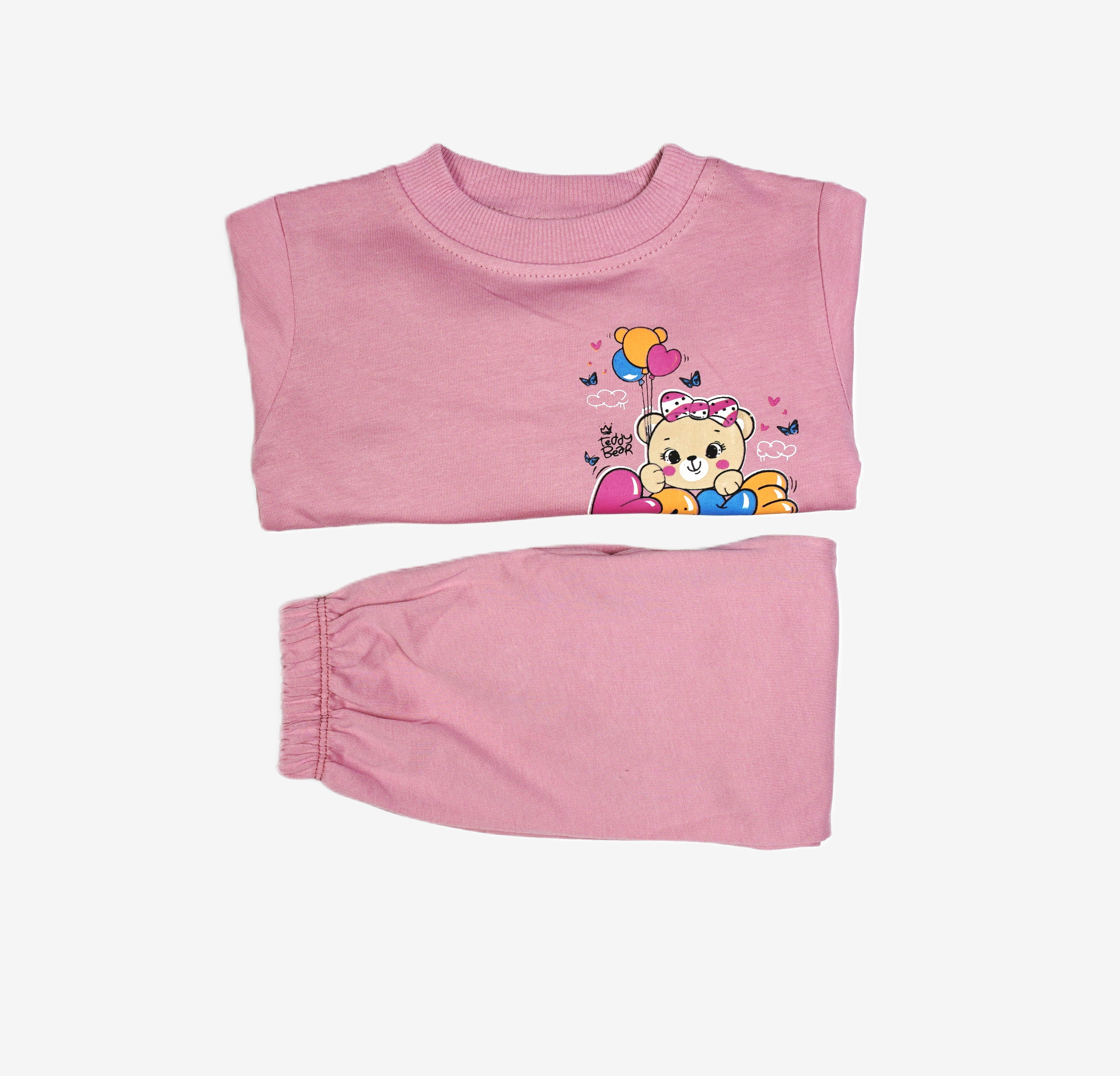🐻 Baby Mädchen Jogginganzug – "Teddy Bear Love You" Rosa (Sweatshirt & Hose)