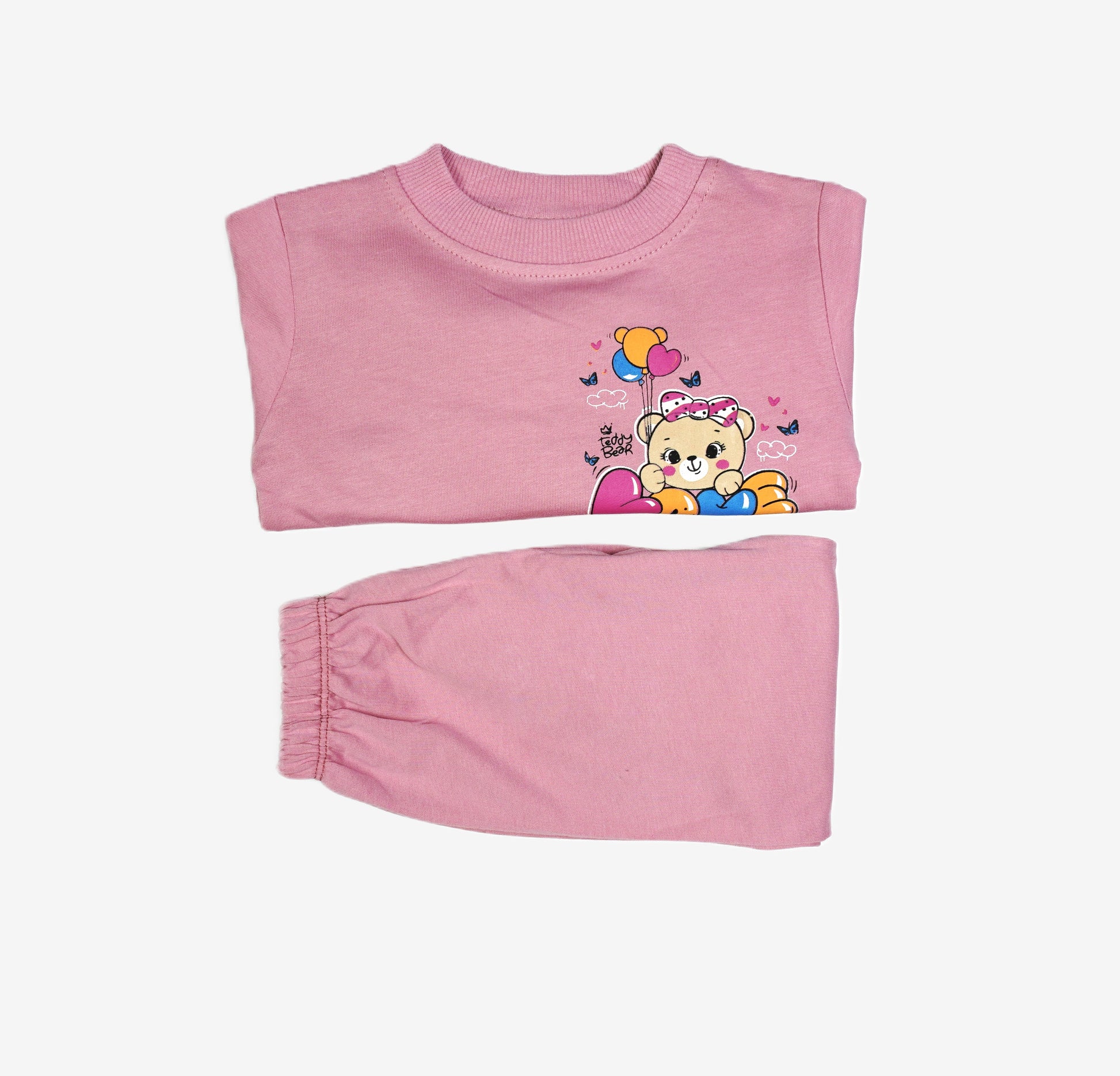 🐻 Baby Mädchen Jogginganzug – "Teddy Bear Love You" Rosa (Sweatshirt & Hose)