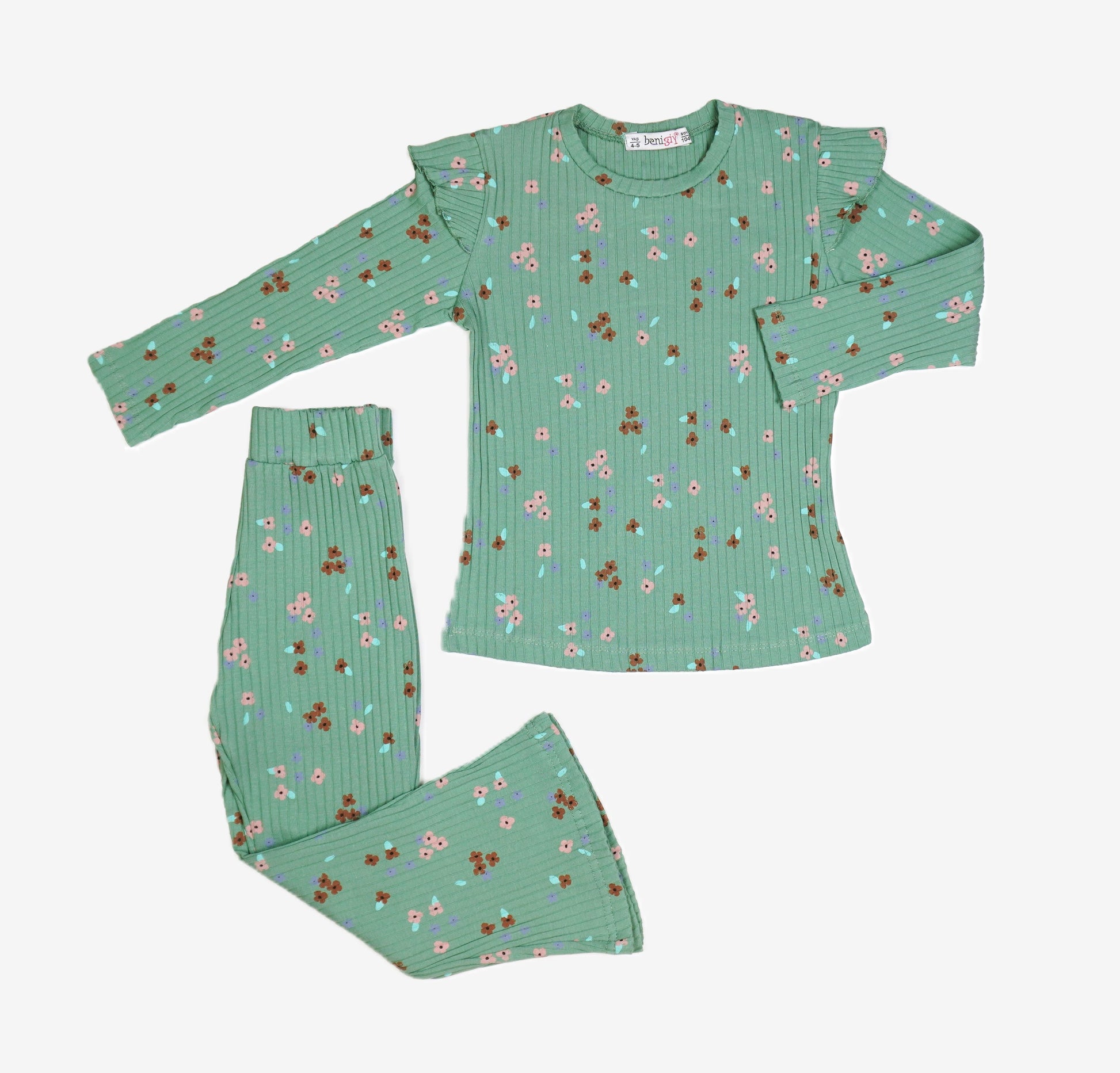 Floral Set – Langarmshirt & Schlaghose Mädchen