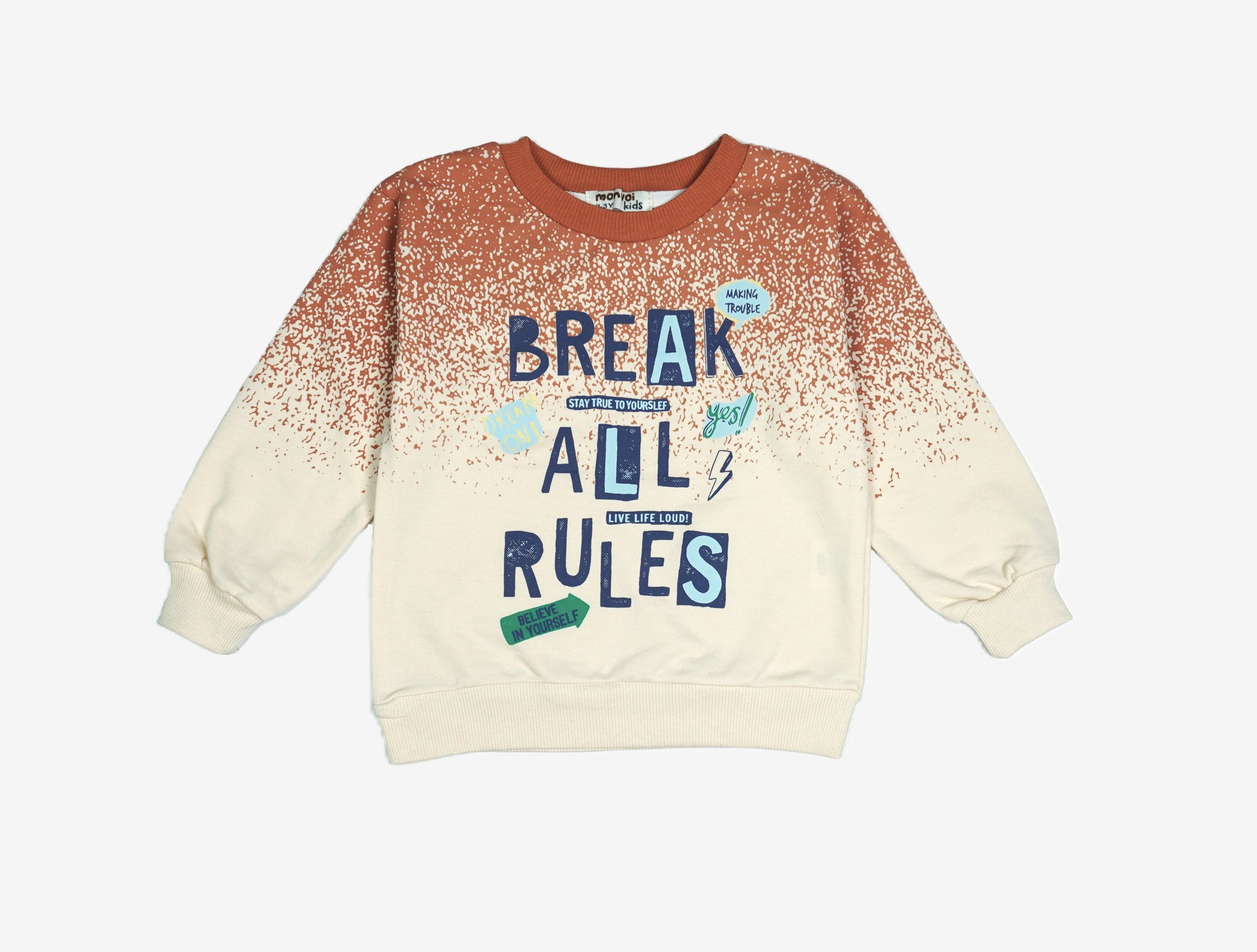 ⚡ Monval Kids Jungen Jogginganzug – "Break All Rules" Creme & Terrakotta (Sweatshirt & Hose)