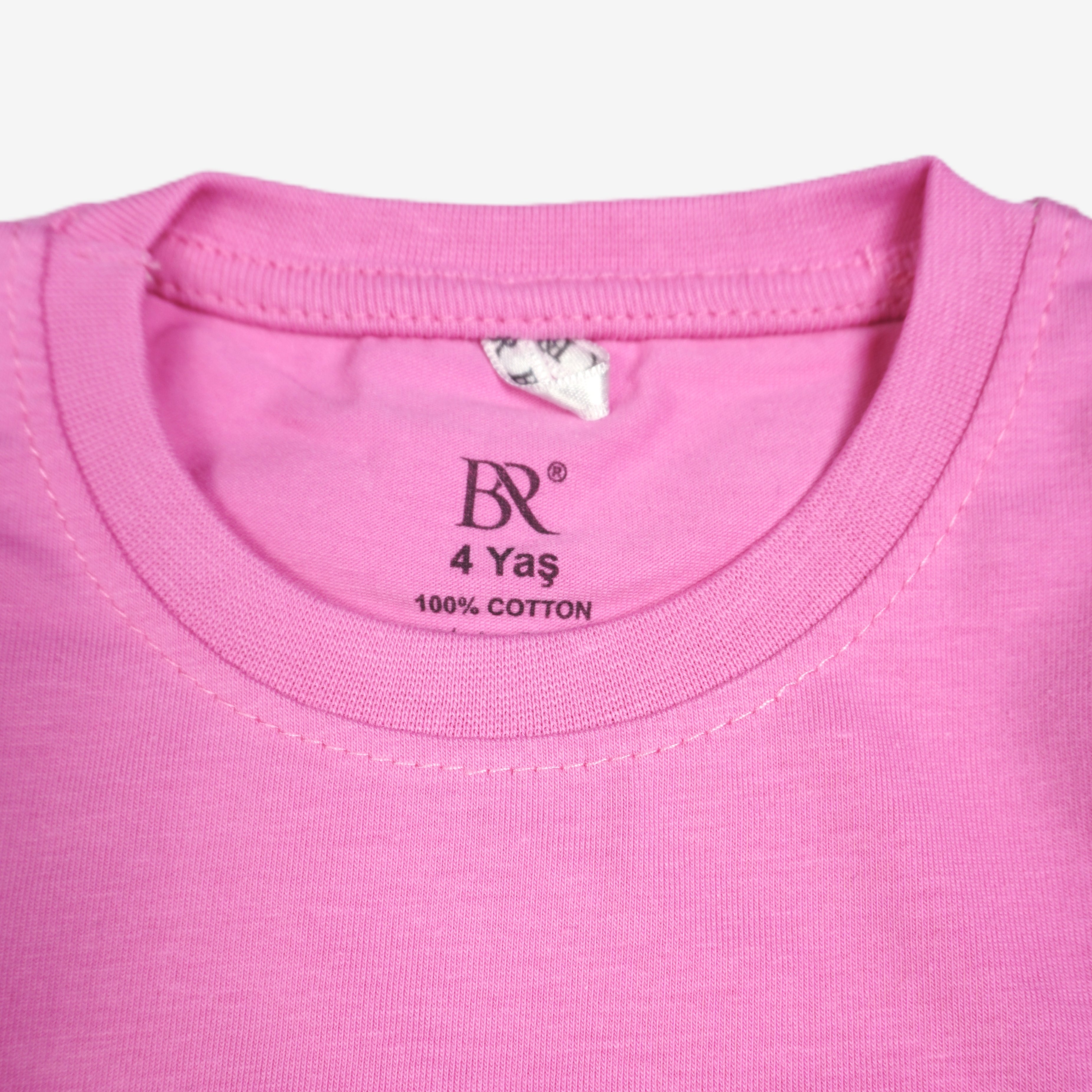 🌸 BR Kinder Langarmshirt – Einfarbig Pink / Bubblegum (100% Baumwolle)