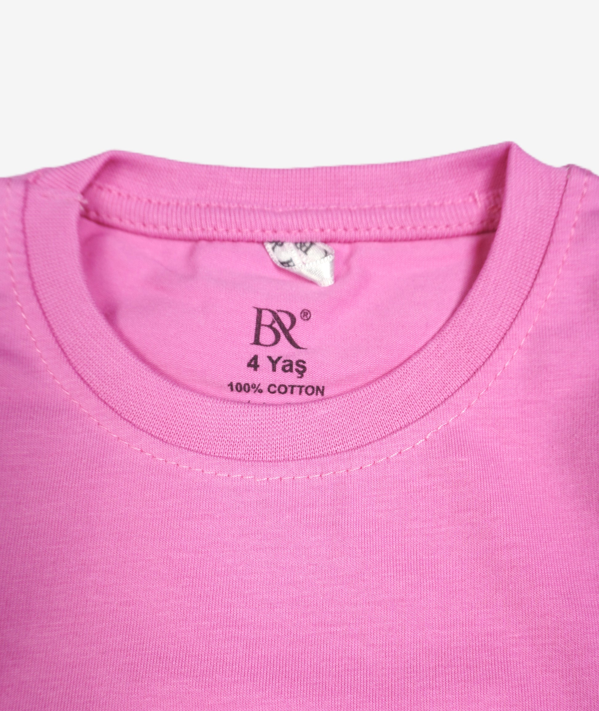 🌸 BR Kinder Langarmshirt – Einfarbig Pink / Bubblegum (100% Baumwolle)