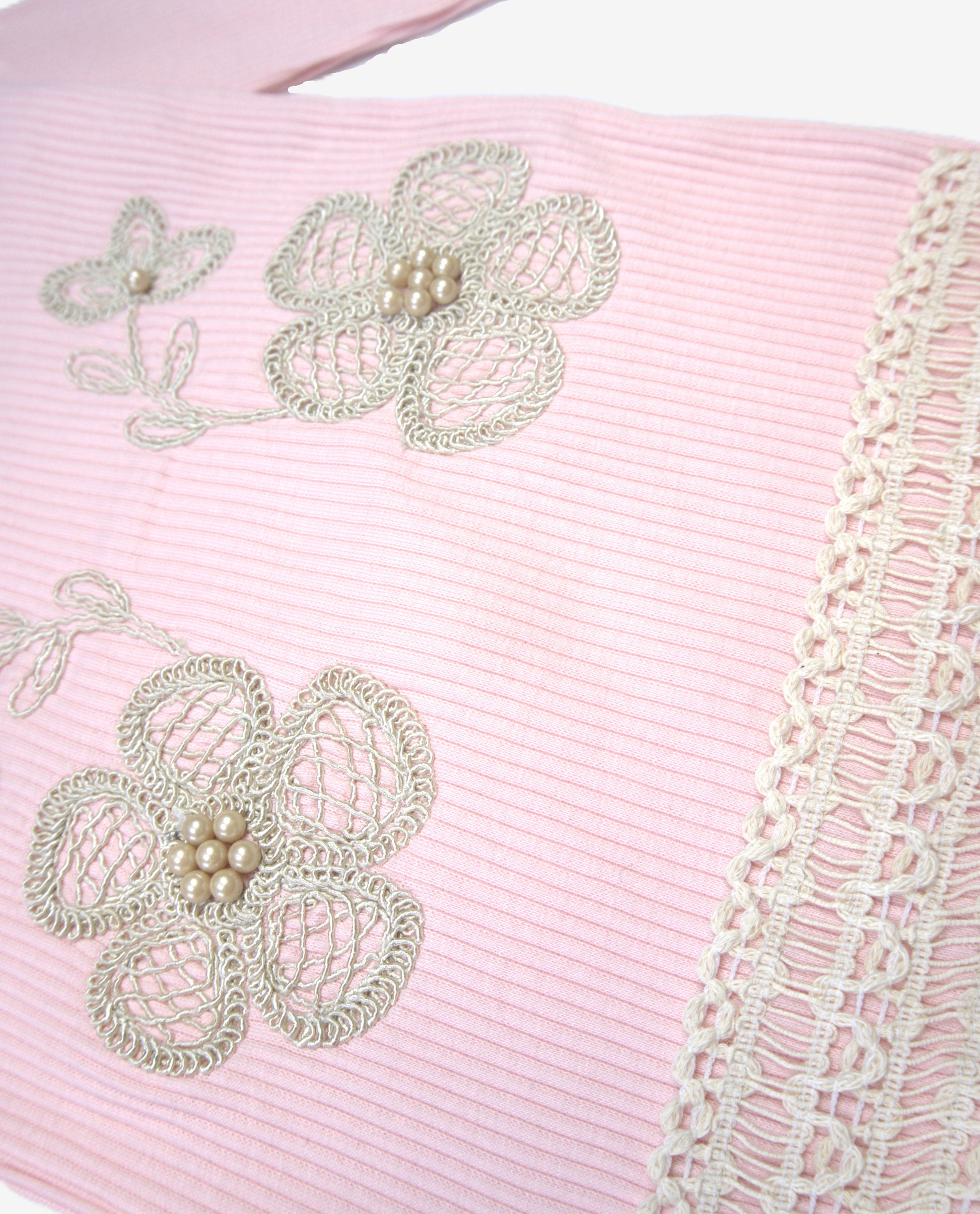 🌸 Pandiko Mädchen Langarmshirt – Rosa mit Spitzenblumen & Perlen-Applikation