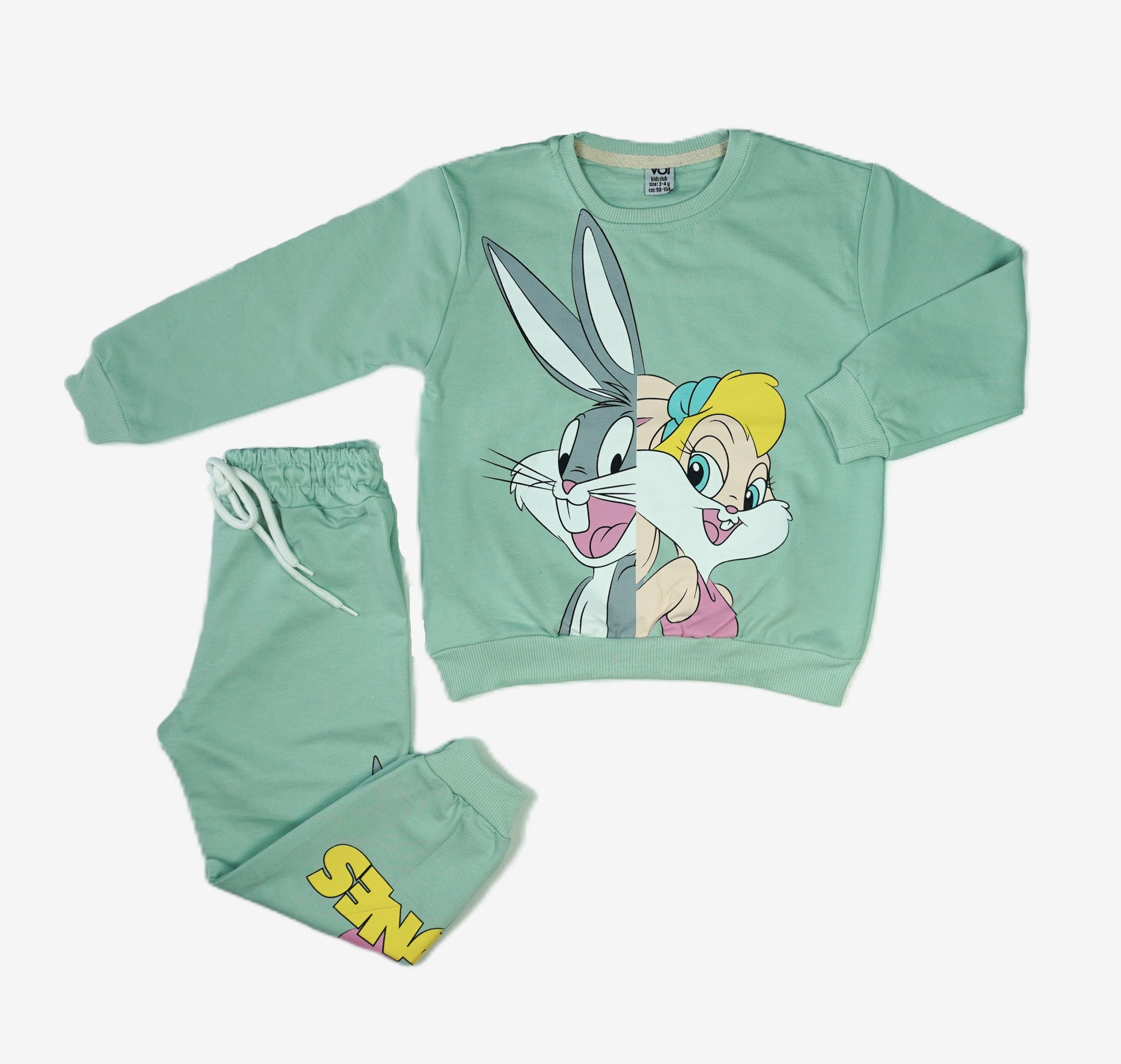 🐰 Kinder Jogginganzug – Looney Tunes Bugs Bunny & Lola Mint (Sweatshirt & Hose)