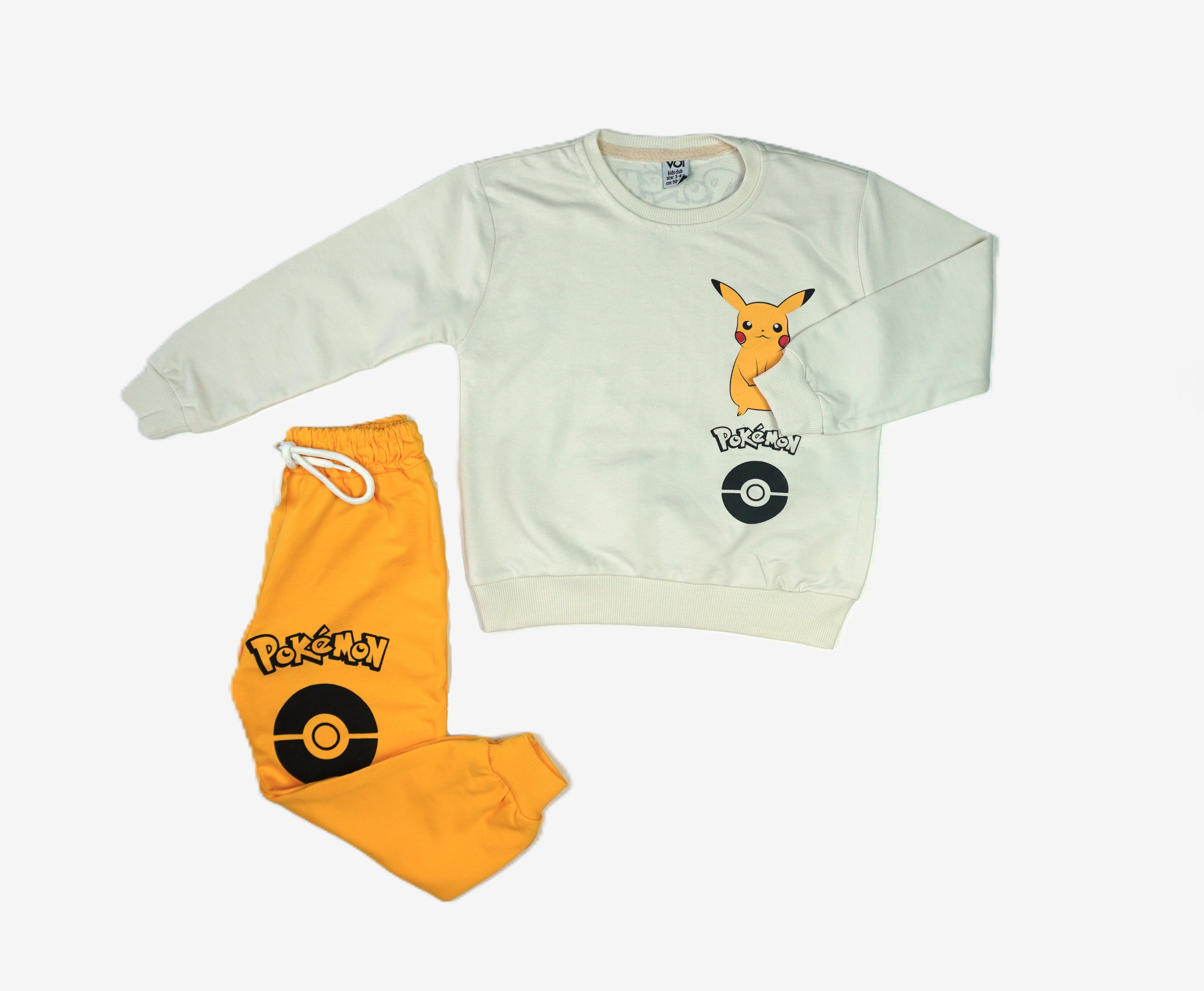 ⚡ Kinder Jogginganzug – Pokémon Pikachu Creme & Gelb (Sweatshirt & Hose)