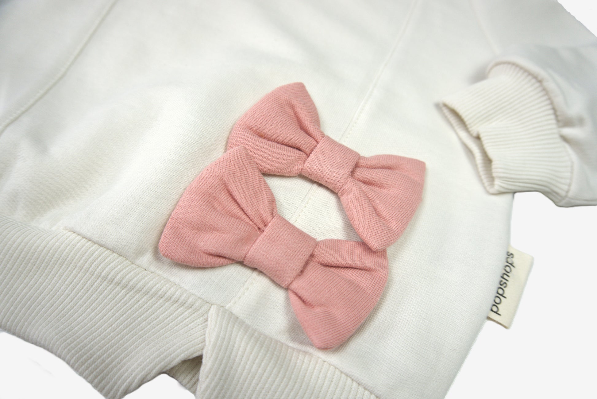 🎀 Popsnops Mädchen Set – Creme & Rosa mit 3D-Schleifen (Sweatshirt & Hose)