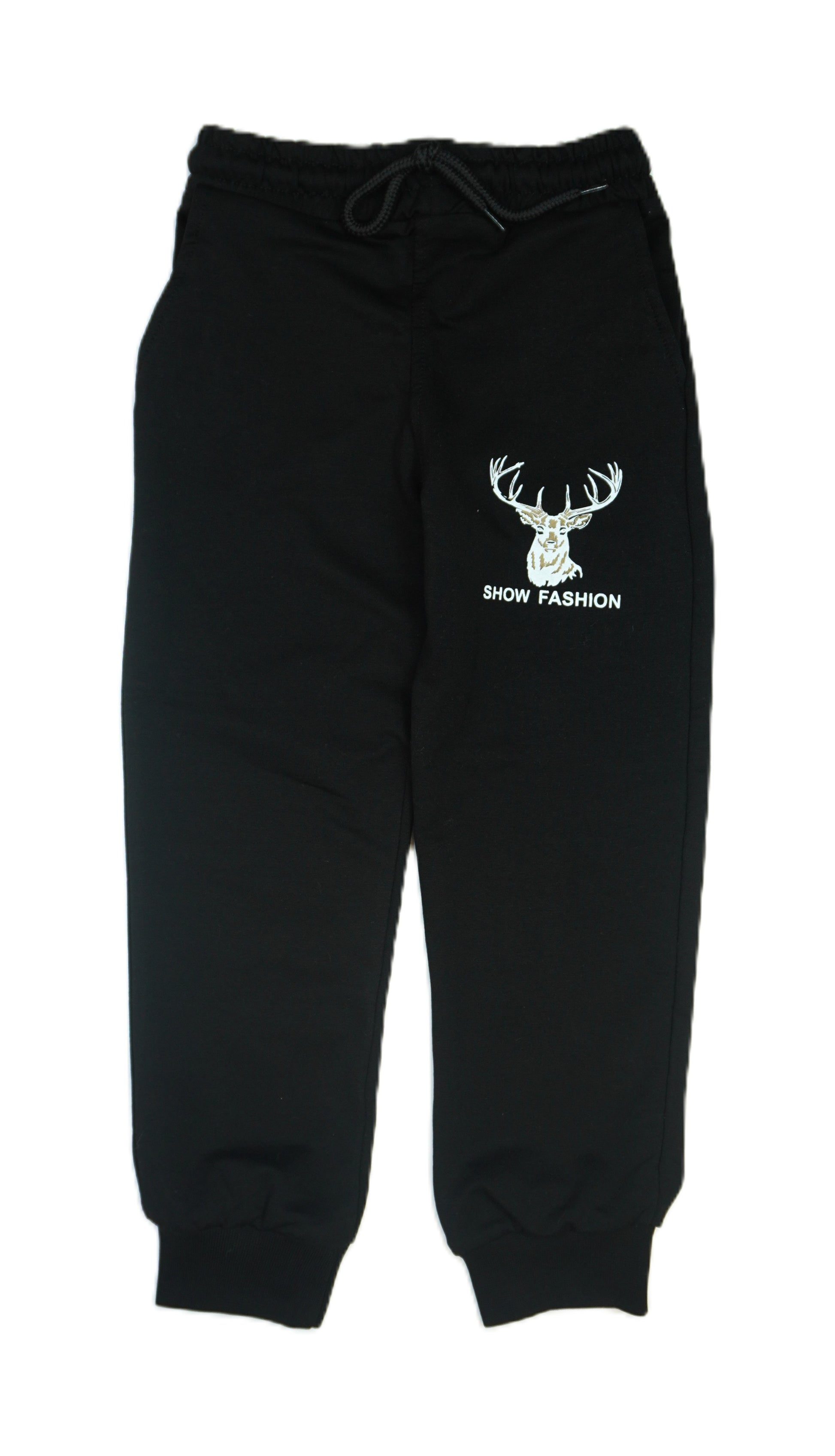 🦌 Show Fashion Kinder Jogginganzug – "GYWP Design" Beige & Schwarz (Sweatshirt & Hose)