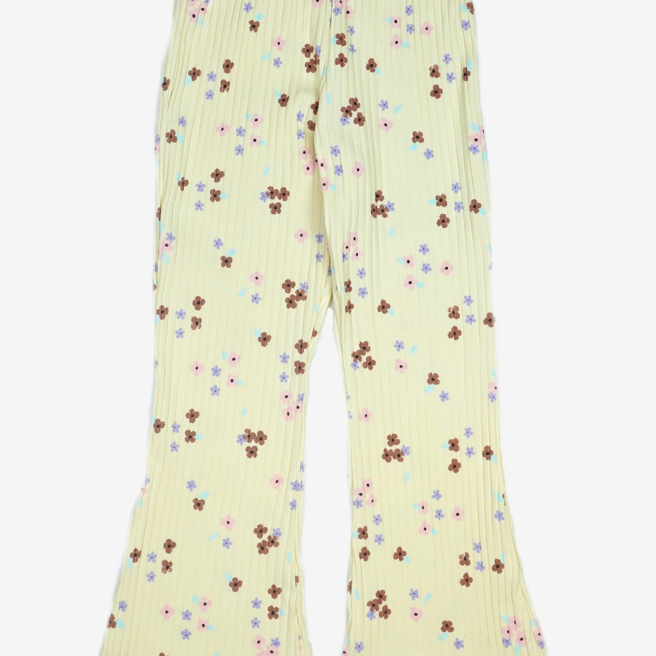 🌼 Benlion Mädchen Set – Vanille mit Blumen-Print (Langarmshirt & Schlaghose)