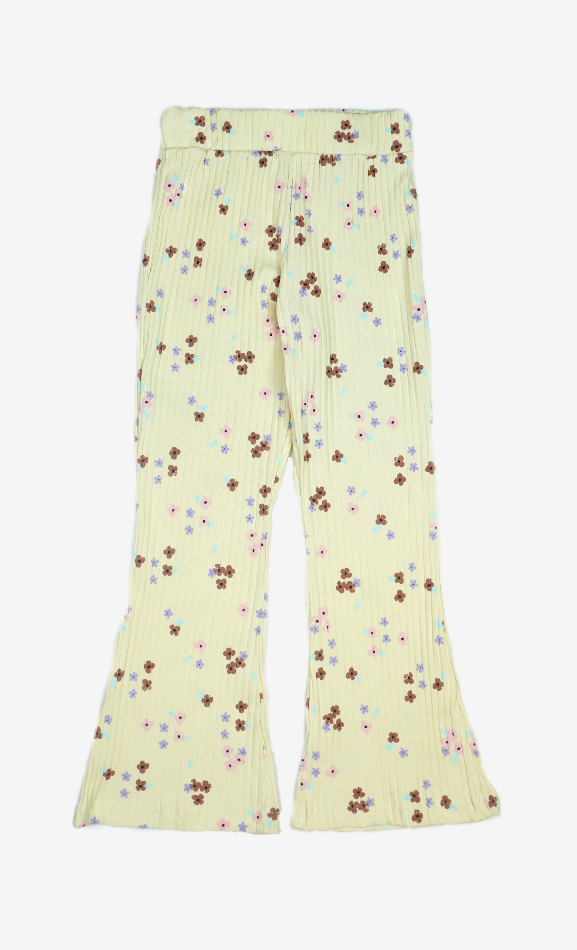 🌼 Benlion Mädchen Set – Vanille mit Blumen-Print (Langarmshirt & Schlaghose)