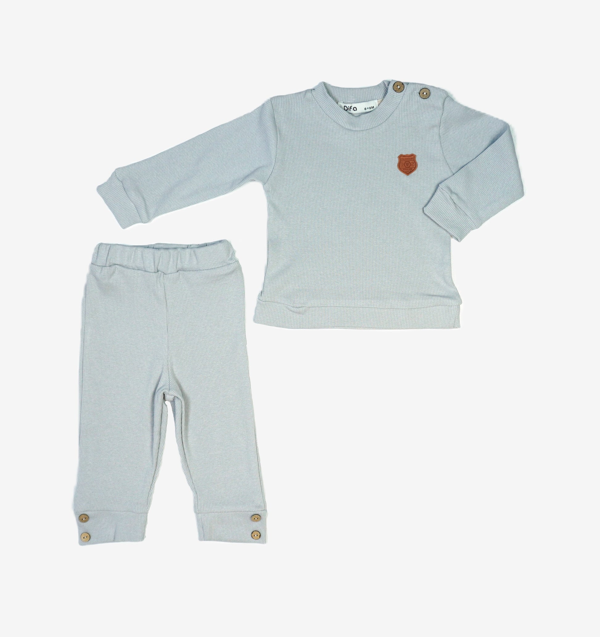 Baby-Set Ripp – Langarmshirt & Hose Hellblau