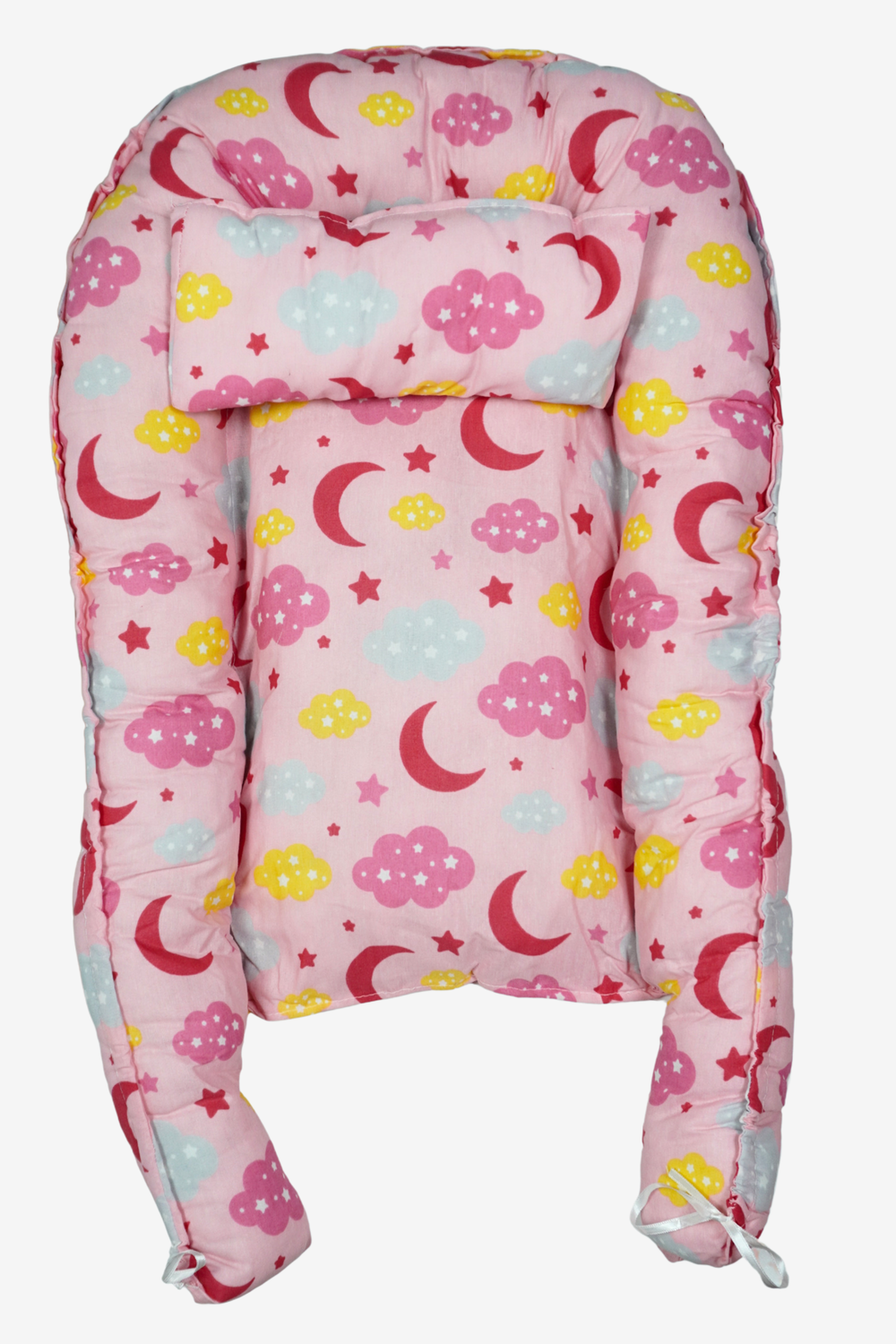 Baby-Kuschelnest Mond & Wolken in Pink