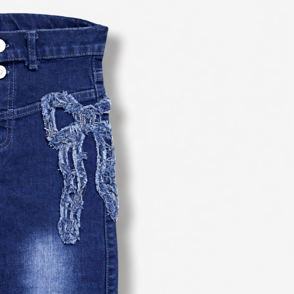 Mädchen Wide-Leg Jeans mit Schleifendetail