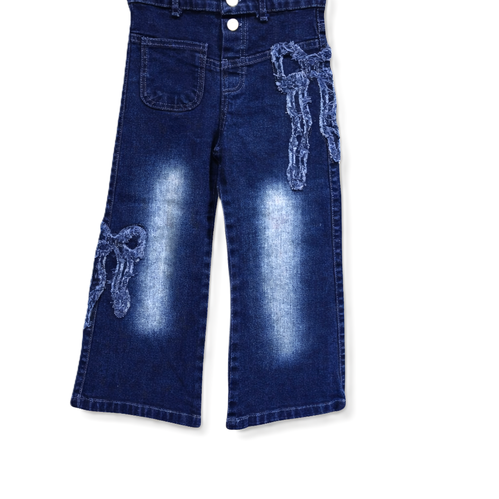 Mädchen Wide-Leg Jeans mit Schleifendetail