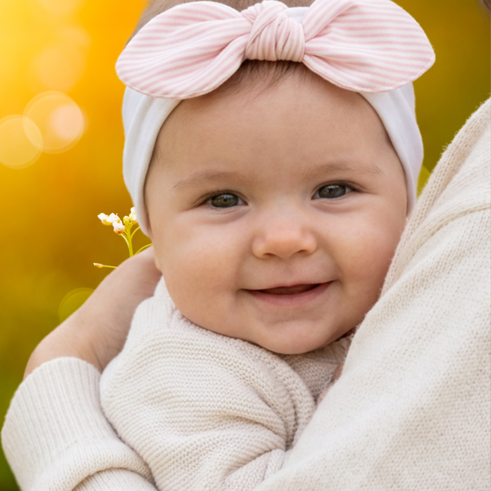 Baby Stirnband mit Schleife – Gestreift