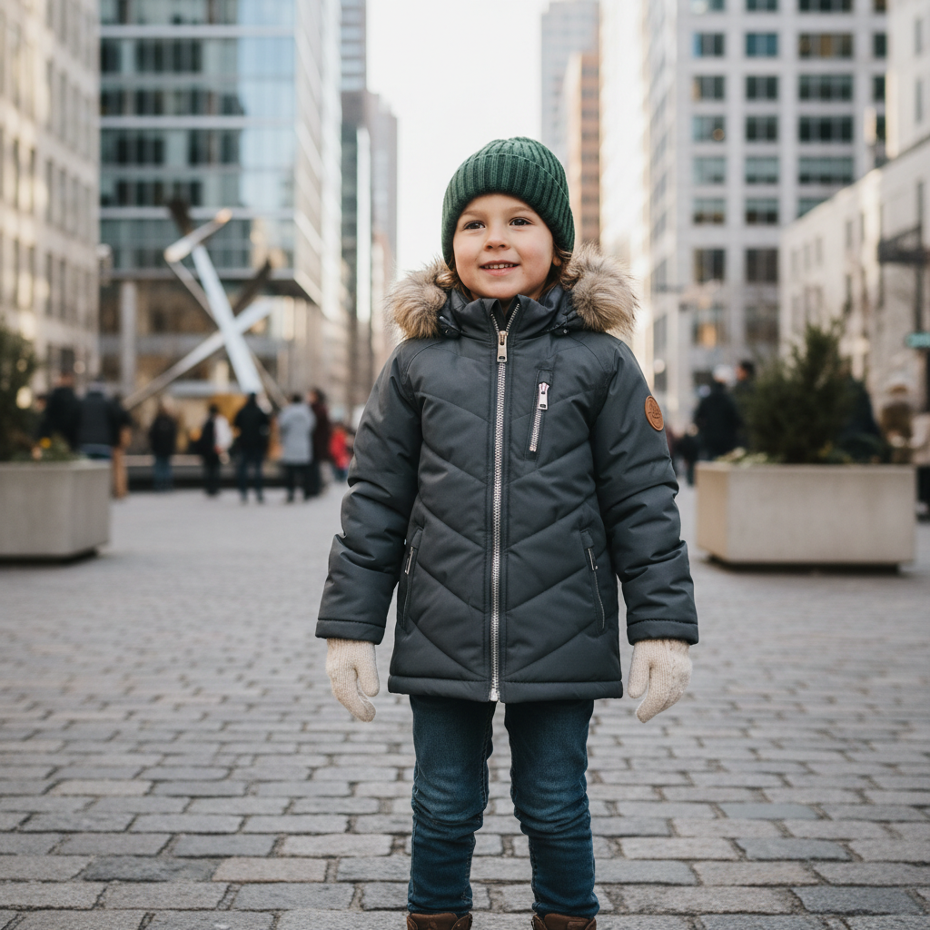Kind in Premium-Winterjacke